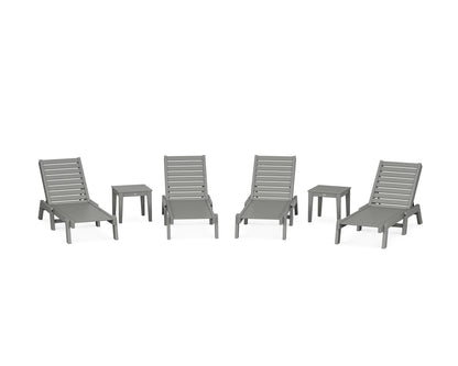 POLYWOOD® Captain Chaise 6-Piece Set in Slate Grey