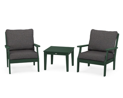 POLYWOOD® Braxton 3-Piece Deep Seating Set in Green / Ash Charcoal