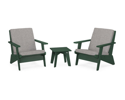 POLYWOOD® Riviera Modern Lounge 3-Piece Set in Green / Grey Mist