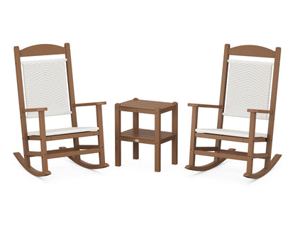 POLYWOOD® Presidential Woven Rocker 3-Piece Set in Teak / White Loom
