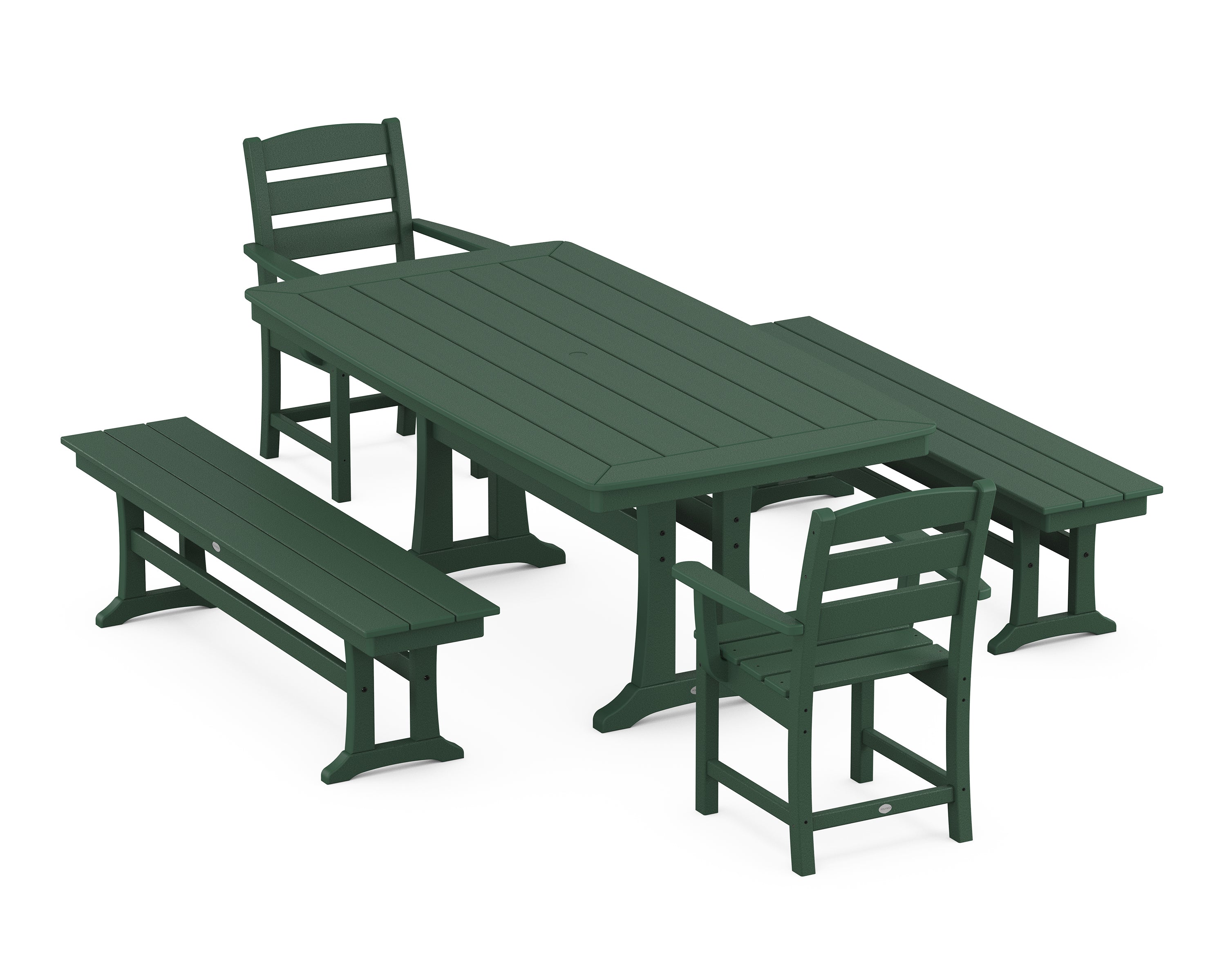 POLYWOOD® Lakeside 5-Piece Dining Set with Trestle Legs in Green
