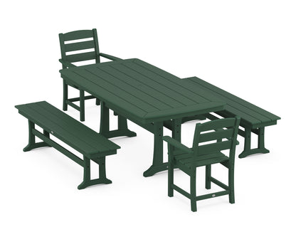 POLYWOOD® Lakeside 5-Piece Dining Set with Trestle Legs in Green