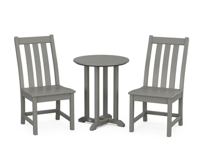 POLYWOOD® Vineyard Side Chair 3-Piece Round Bistro Dining Set in Slate Grey