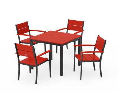 POLYWOOD® Main Street 5-Piece Dining Set in Black / Sunset Red