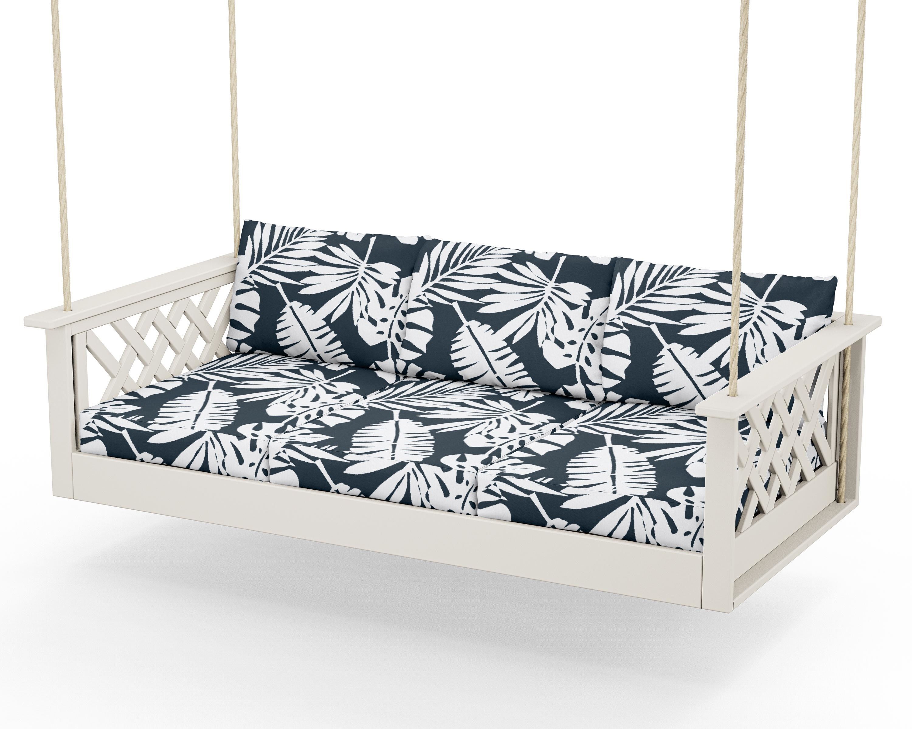 Country Living Wovendale Daybed Swing in Sand / Leaf Marine Indigo