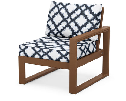 POLYWOOD® EDGE Modular Right Arm Chair in Teak / Trellis Marine Indigo