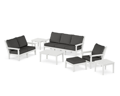 POLYWOOD® Chippendale 7-Piece Deep Seating Set in White / Spectrum Carbon