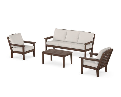 Country Living Cottage 4-Piece Deep Seating Set with Sofa in Mahogany / Cast Ash