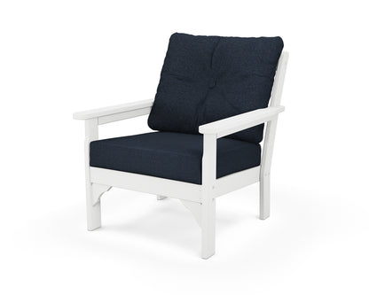 POLYWOOD® Vineyard Deep Seating Chair in White / Marine Indigo