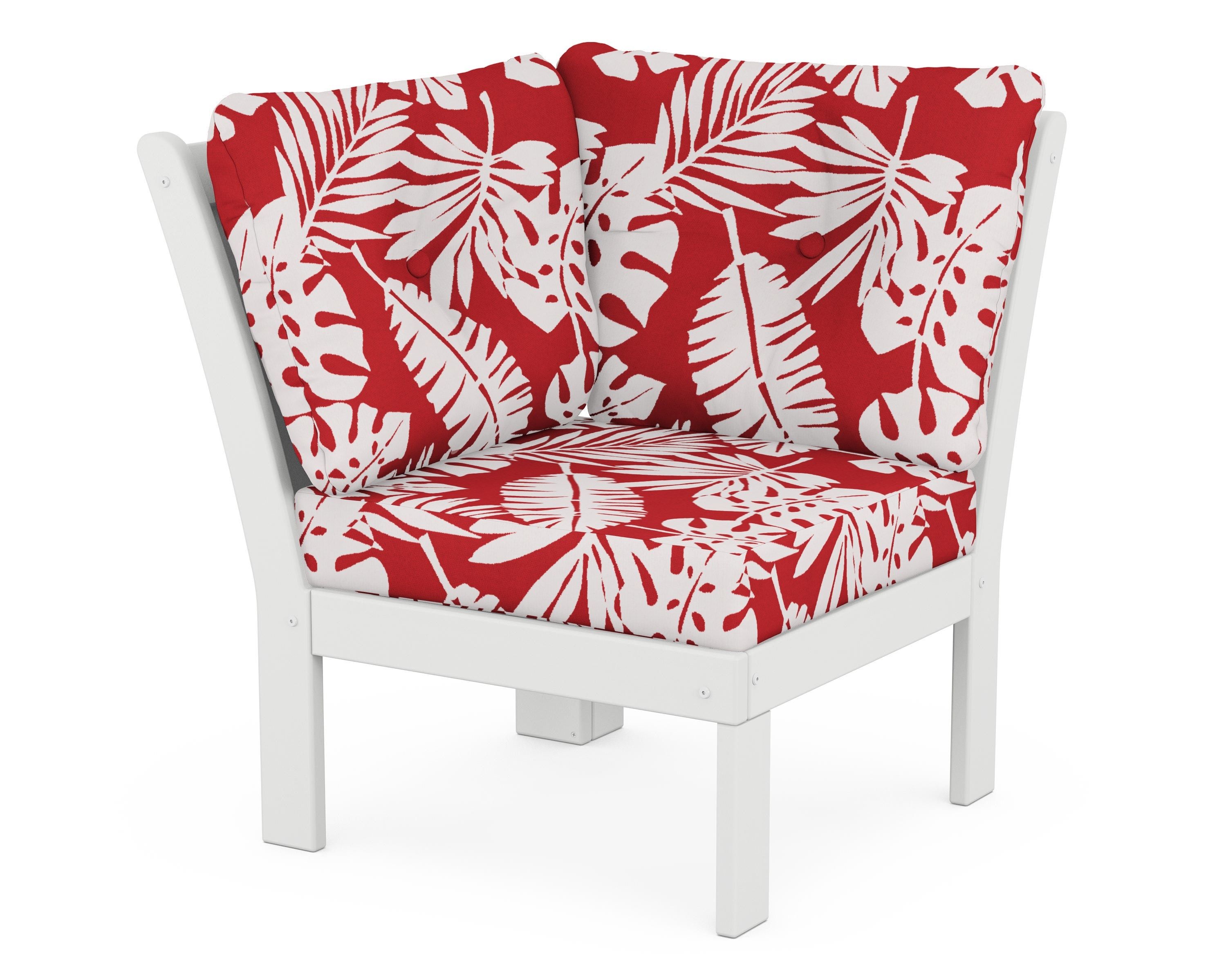 POLYWOOD® Vineyard Modular Corner Chair in White / Leaf Crimson