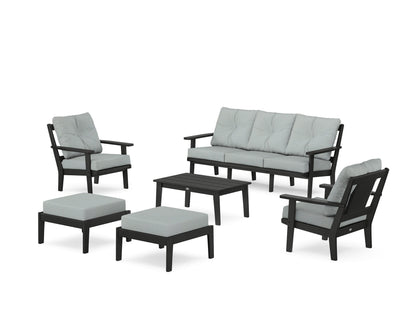 POLYWOOD® Prairie 6-Piece Lounge Sofa Set in Black / Spa