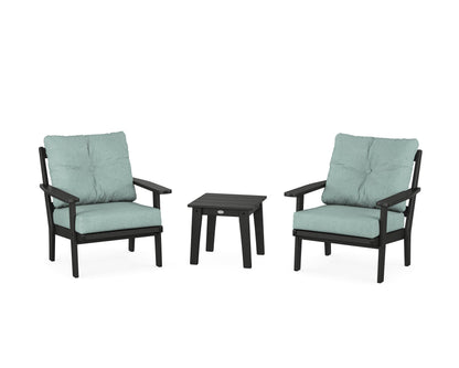 POLYWOOD® Oxford 3-Piece Deep Seating Set in Black / Glacier Spa