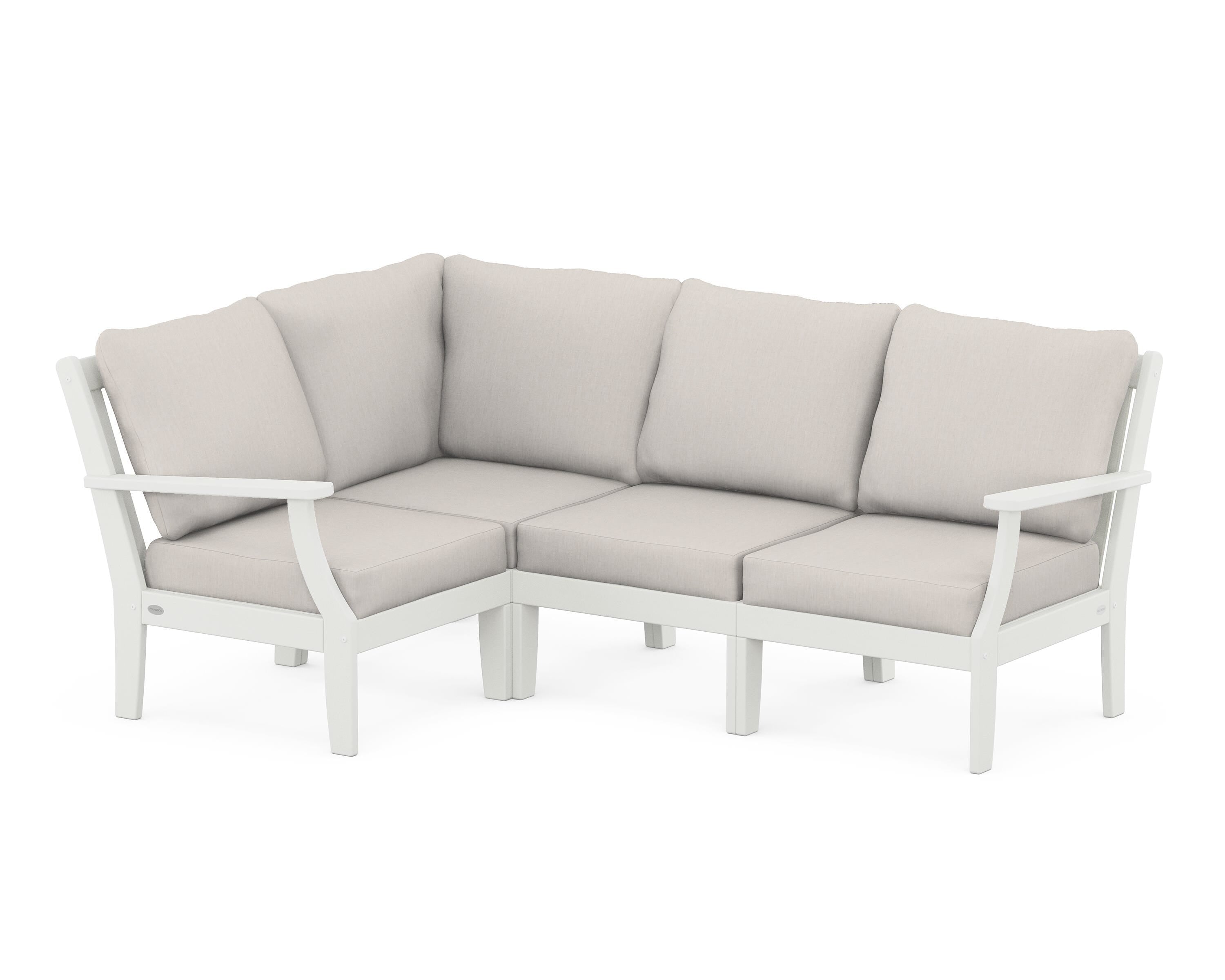 POLYWOOD® Braxton Modular 4-Piece Deep Seating Set in Vintage White / Cast Ash