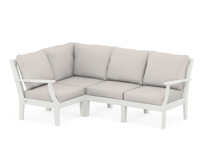 POLYWOOD® Braxton Modular 4-Piece Deep Seating Set in Vintage White / Cast Ash