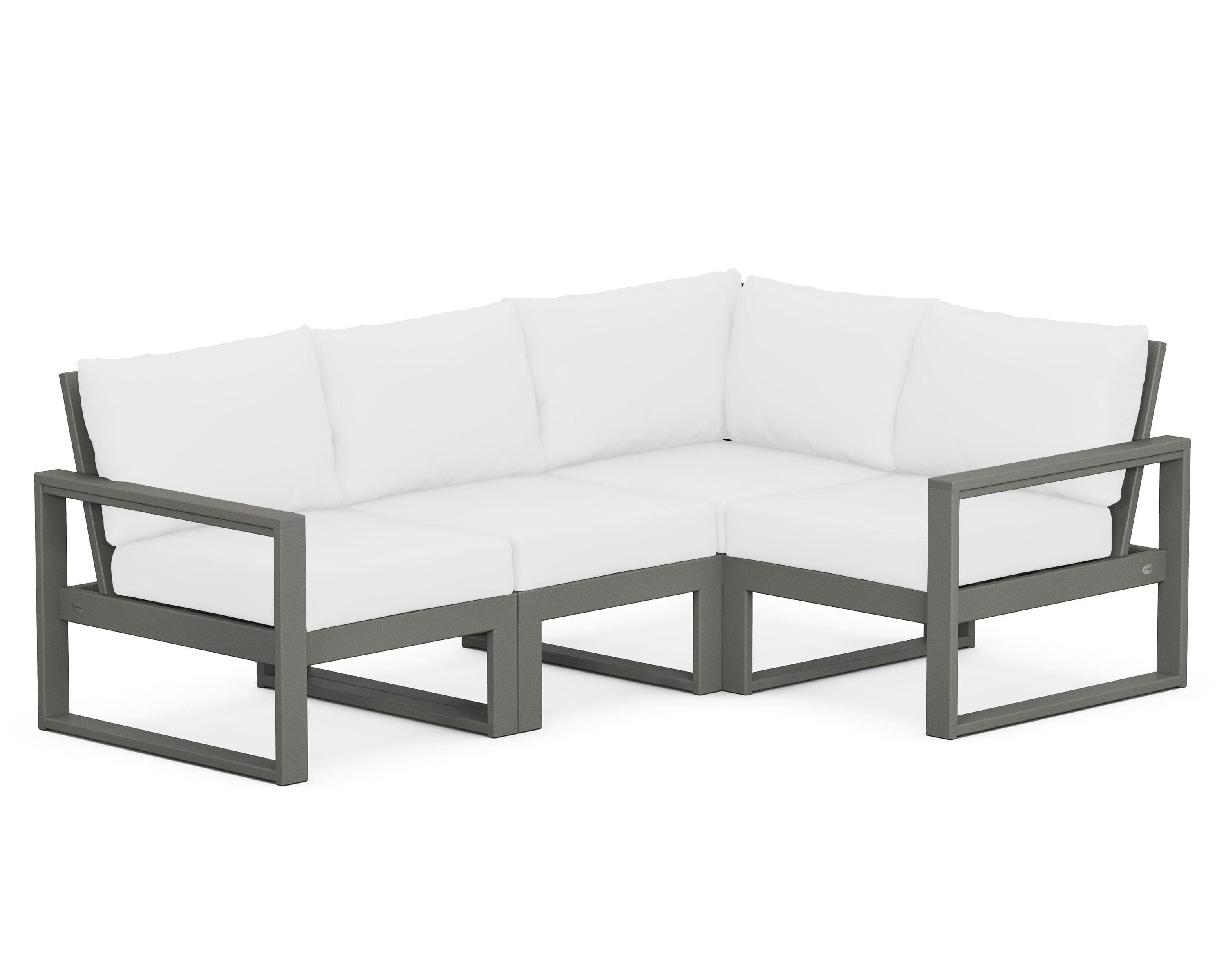POLYWOOD® EDGE 4-Piece Modular Deep Seating Set in Slate Grey / Natural