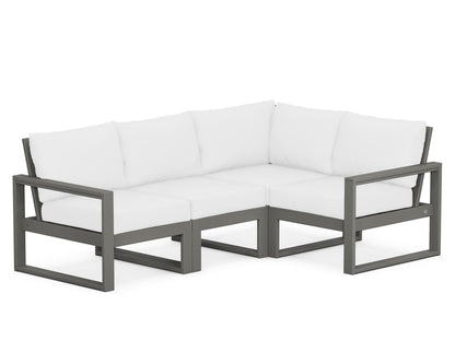 POLYWOOD® EDGE 4-Piece Modular Deep Seating Set in Slate Grey / Natural