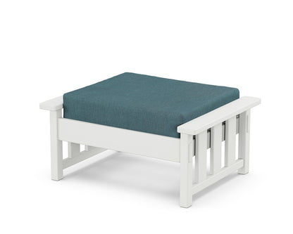 Martha Stewart by POLYWOOD® Acadia Deep Seating Ottoman in White / Ocean Teal