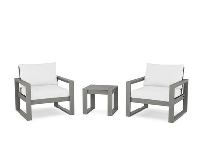 POLYWOOD® EDGE Sectional 3-Piece Deep Seating Set in Slate Grey / Natural