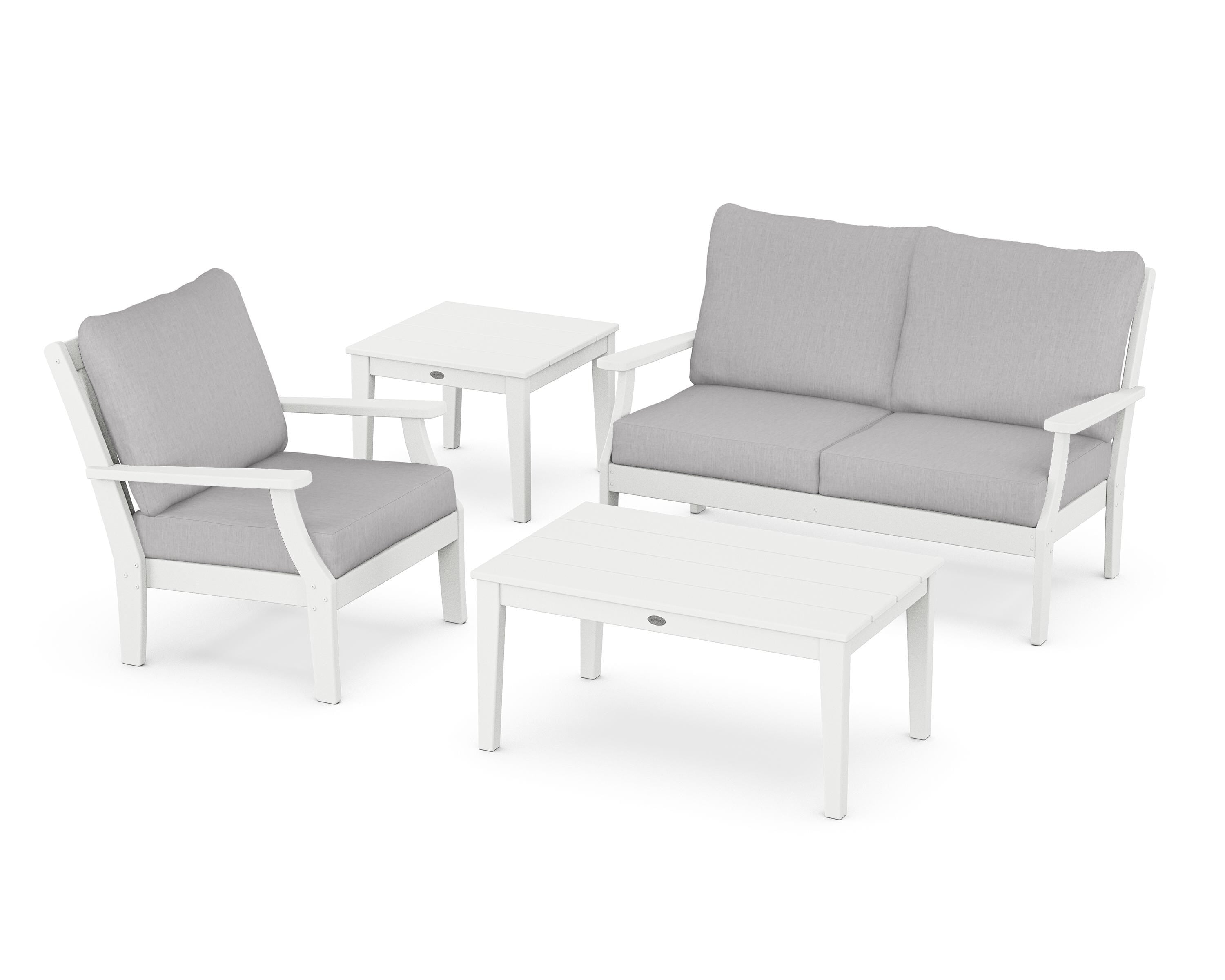 POLYWOOD® Braxton 4-Piece Deep Seating Set in White / Granite