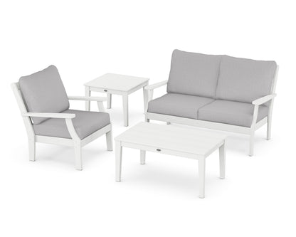 POLYWOOD® Braxton 4-Piece Deep Seating Set in White / Granite