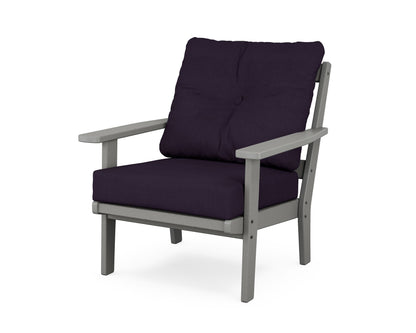 POLYWOOD® Prairie Deep Seating Chair in Slate Grey / Navy Linen