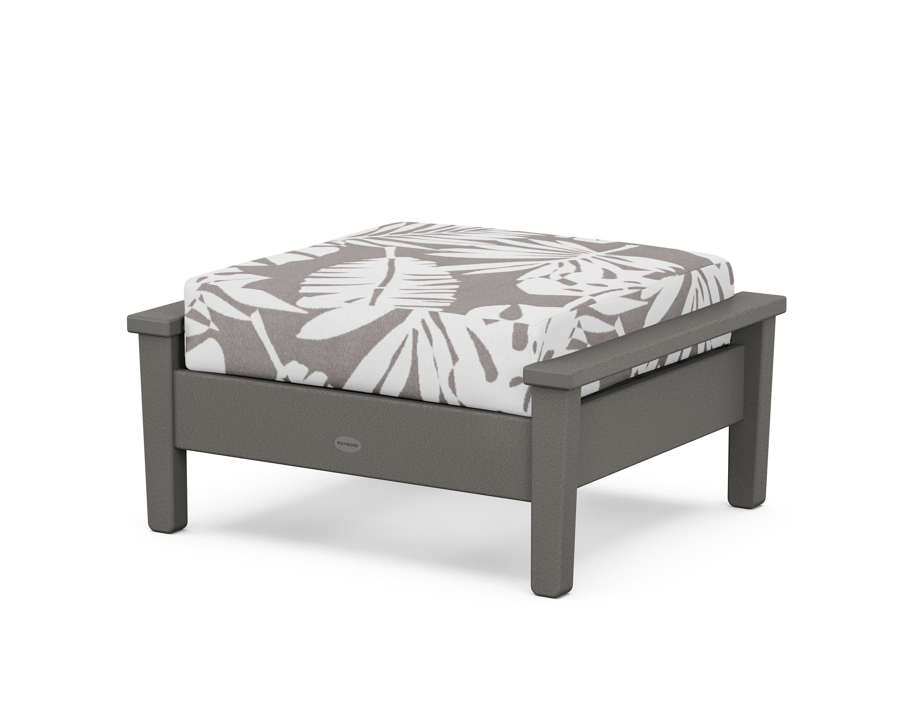 POLYWOOD® Prescott Deep Seating Ottoman in Slate Grey / Leaf Grey Mist
