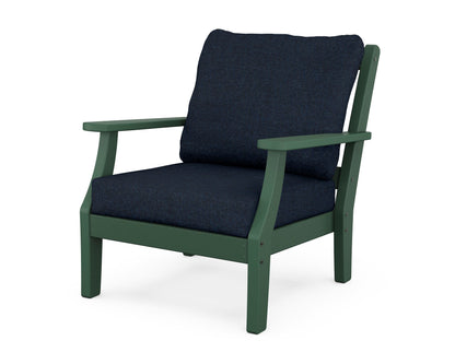 Martha Stewart by POLYWOOD® Chinoiserie Deep Seating Chair in Green / Marine Indigo