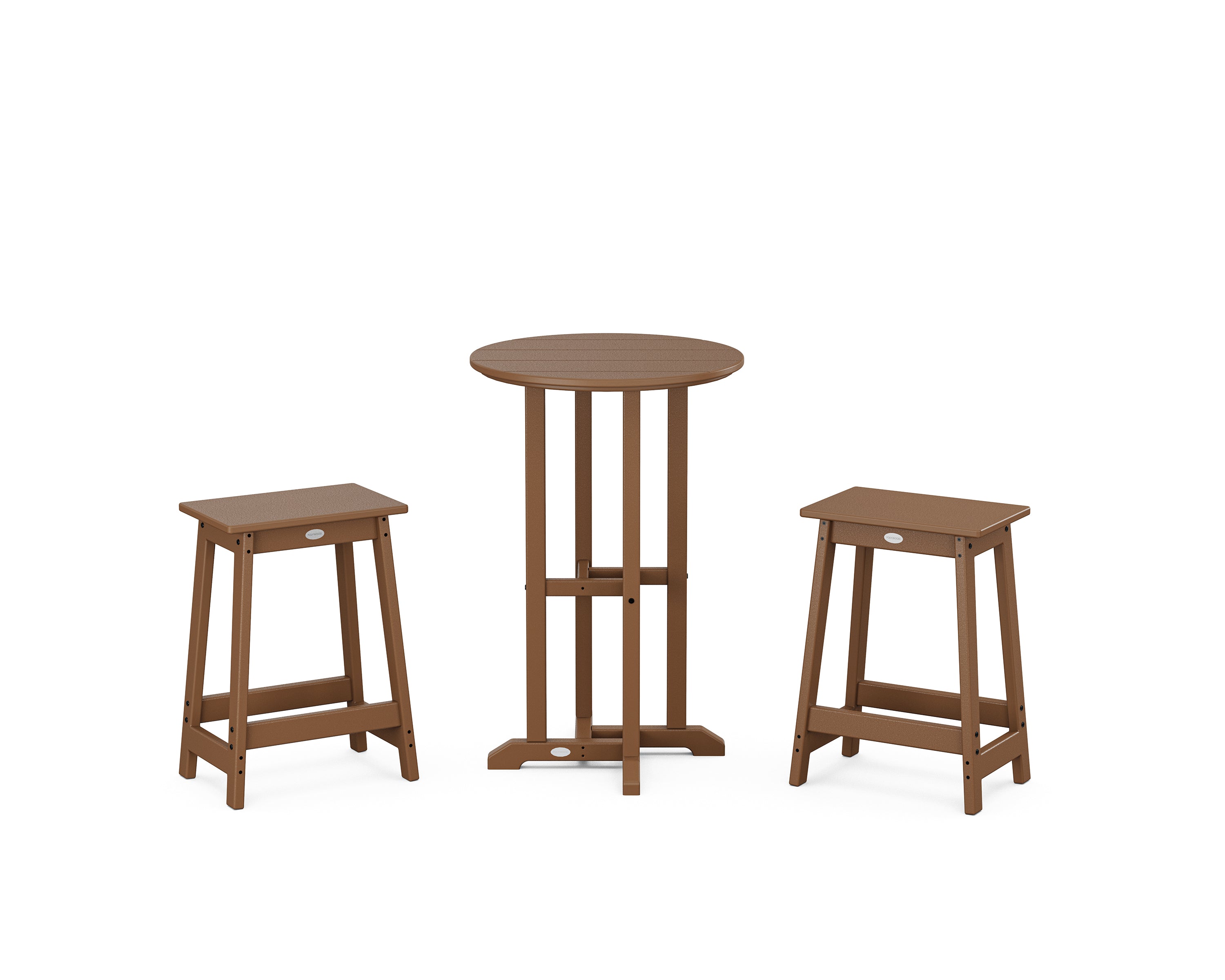 POLYWOOD® Modern Studio Counter Stool 3-Piece Bistro Set in Teak