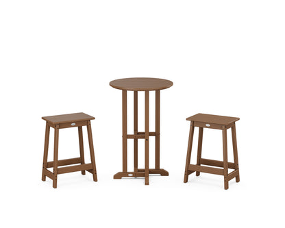 POLYWOOD® Modern Studio Counter Stool 3-Piece Bistro Set in Teak