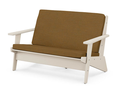 POLYWOOD® Riviera Modern Lounge Loveseat in Sand / Exhale Teak