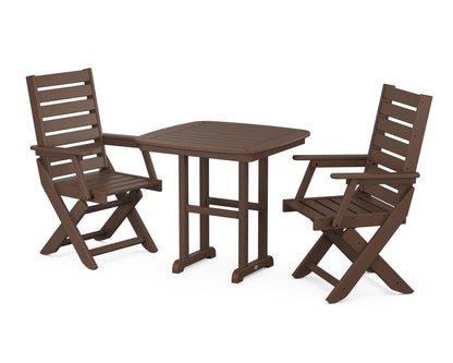 POLYWOOD® Captain Folding Chair 3-Piece Dining Set in Mahogany