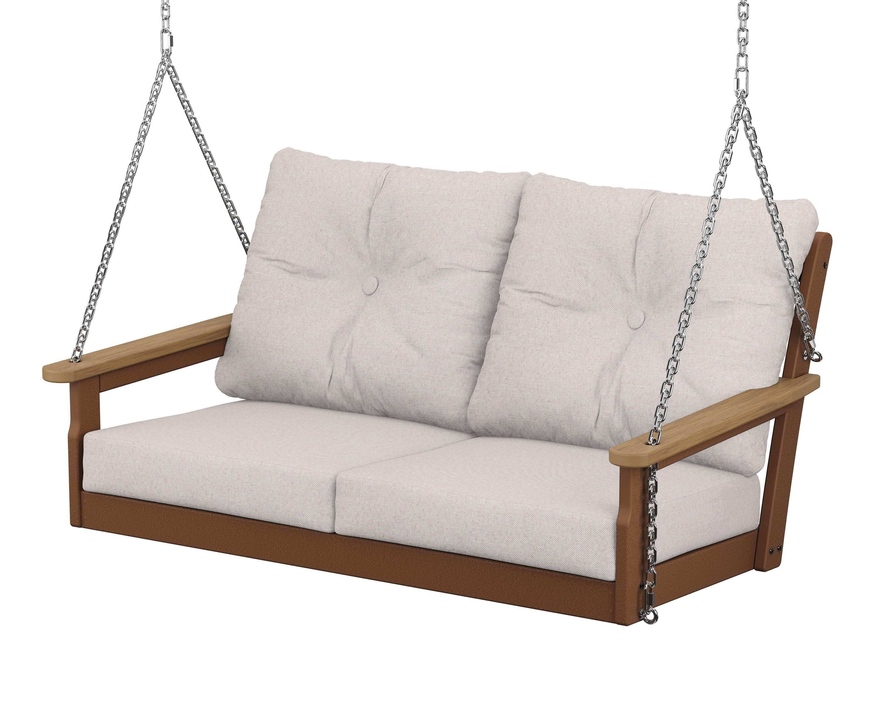 POLYWOOD® Vineyard Deep Seating Swing in Teak / Natural / Dune Burlap