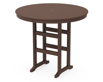 POLYWOOD® 48" Round Farmhouse Bar Table in Mahogany