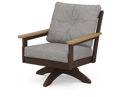 POLYWOOD® Vineyard Deep Seating Swivel Chair in Mahogany / Natural / Grey Mist