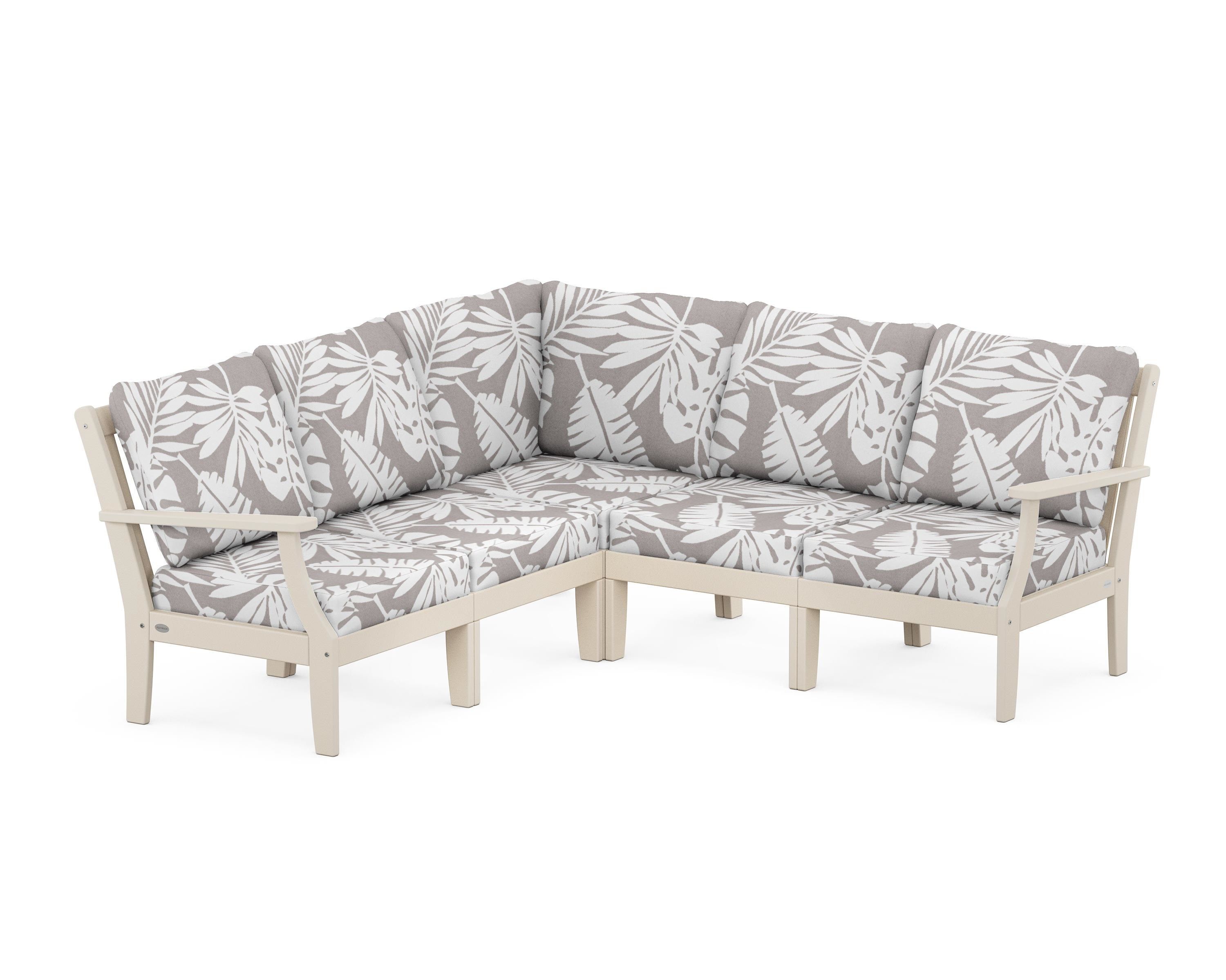 POLYWOOD® Braxton Modular 5-Piece Deep Seating Set in Sand / Leaf Grey Mist