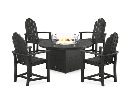 POLYWOOD® Classic 4-Piece Upright Adirondack Conversation Set with Fire Pit Table in Black