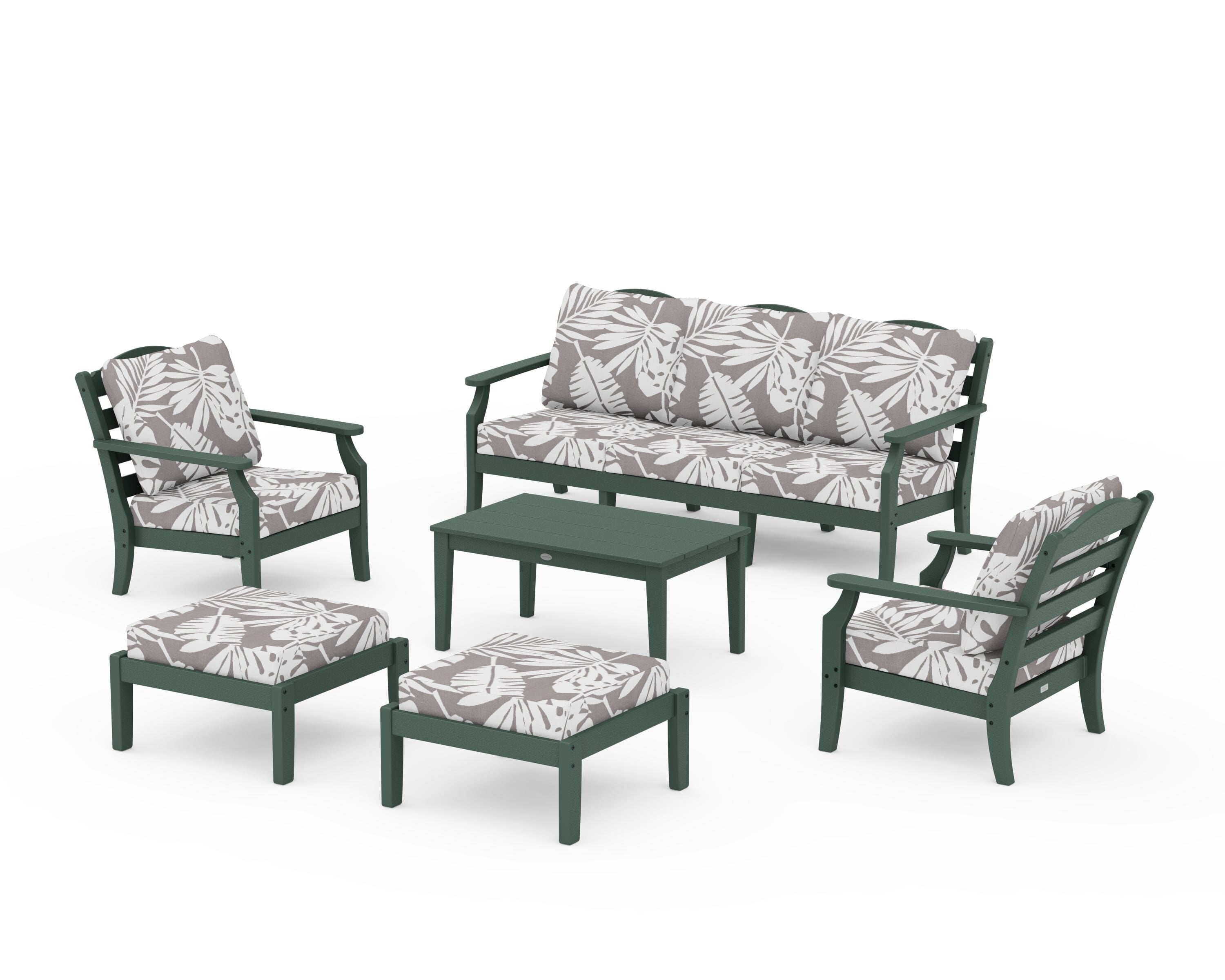 Draper James™ by  POLYWOOD® Savannah 6-Piece Lounge Sofa Set in Green / Leaf Grey Mist