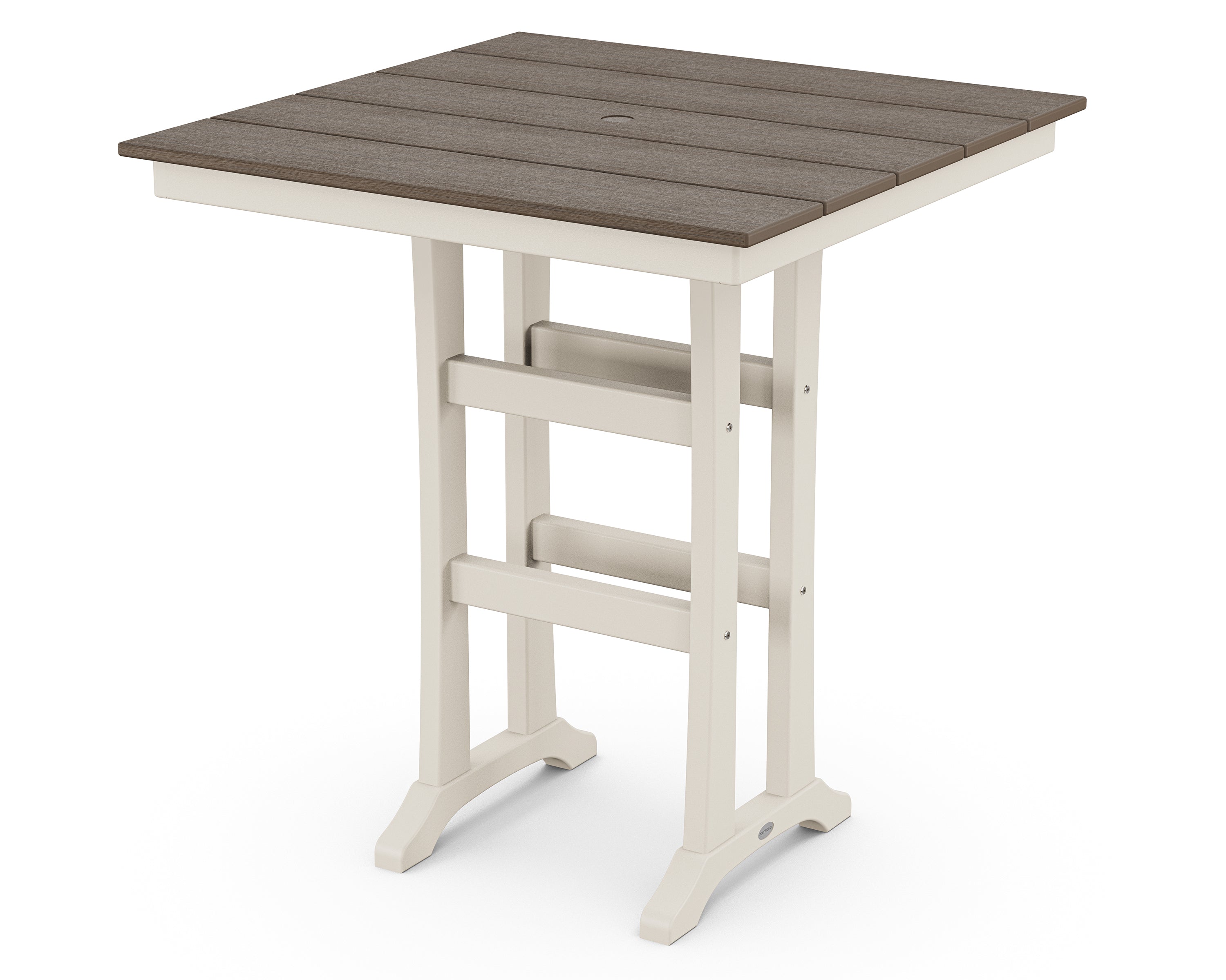POLYWOOD® Farmhouse Trestle 37" Bar Table in Sand / Kona