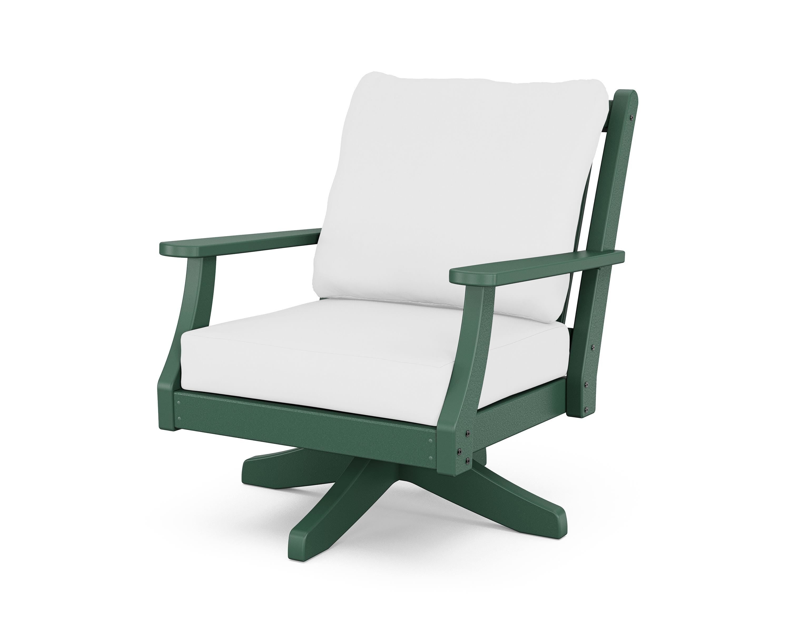 Country Living Wovendale Deep Seating Swivel Chair in Green / Natural