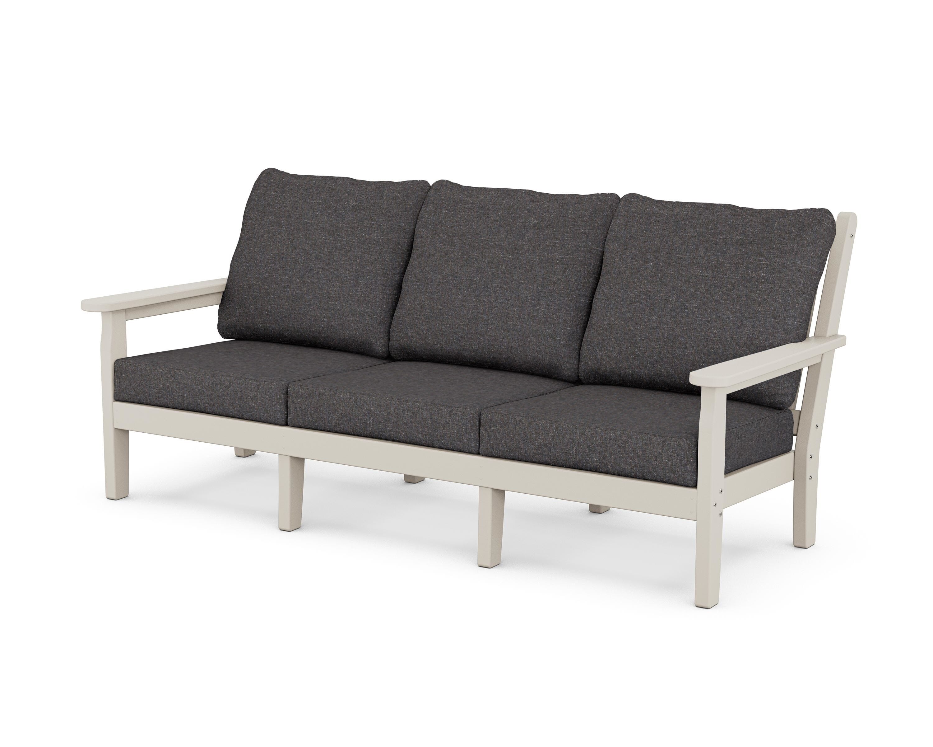 POLYWOOD® Chippendale Deep Seating Sofa in Sand / Ash Charcoal