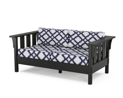 Martha Stewart by POLYWOOD® Acadia Deep Seating Loveseat in Black / Trellis Navy