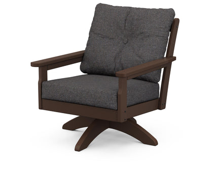 POLYWOOD® Vineyard Deep Seating Swivel Chair in Mahogany / Ash Charcoal