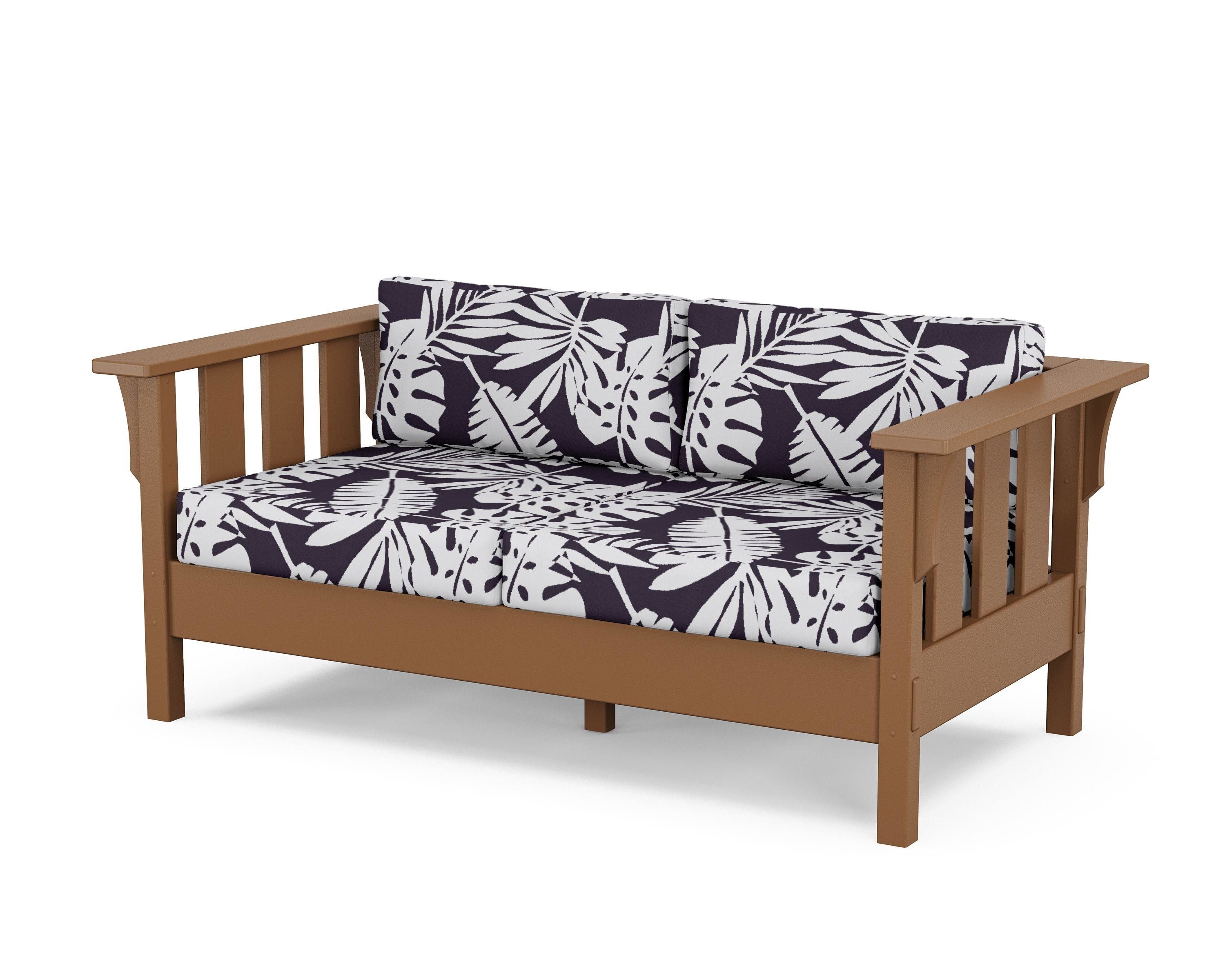 Martha Stewart by POLYWOOD® Acadia Deep Seating Loveseat in Teak / Leaf Navy