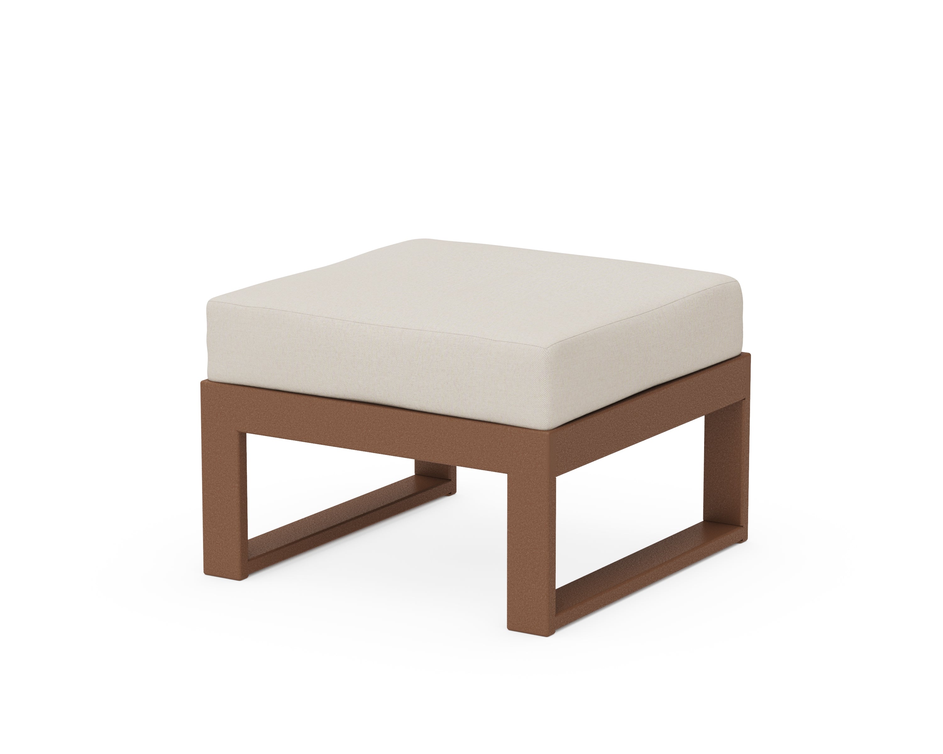 Unbranded Modular Ottoman - Modern in Teak / Dune Burlap