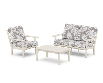 POLYWOOD® Oxford 3-Piece Deep Seating Set with Loveseat in Sand / Leaf Grey Mist