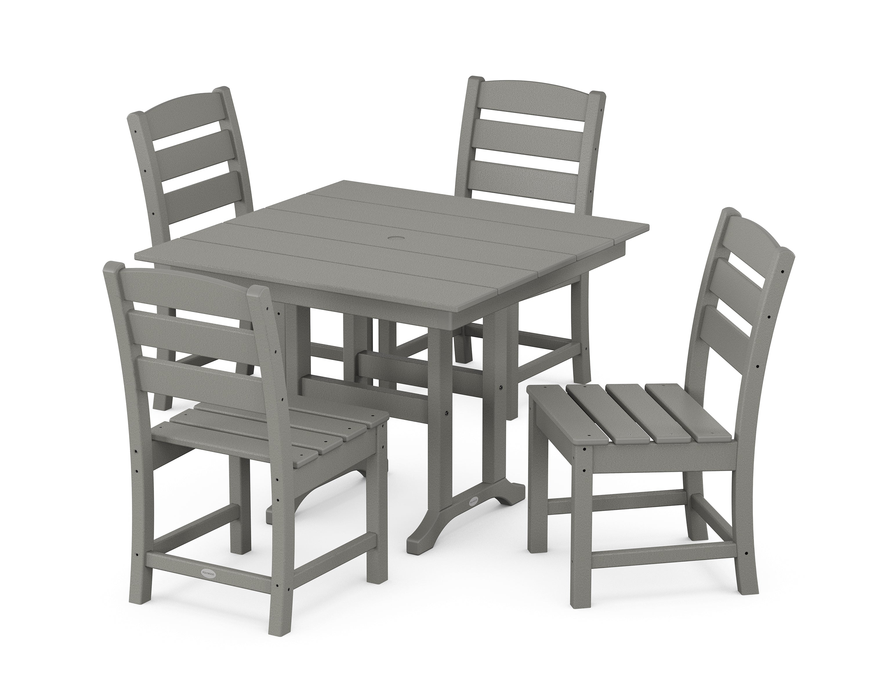 POLYWOOD® Lakeside Side Chair 5-Piece Farmhouse Dining Set in Slate Grey
