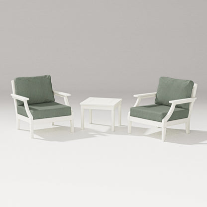 PW Designer Series Estate 3-Piece Lounge Chair Set in Vintage White / Cast Sage