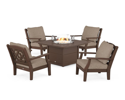 Chinoiserie 5-Piece Deep Seating Set with Fire Pit Table