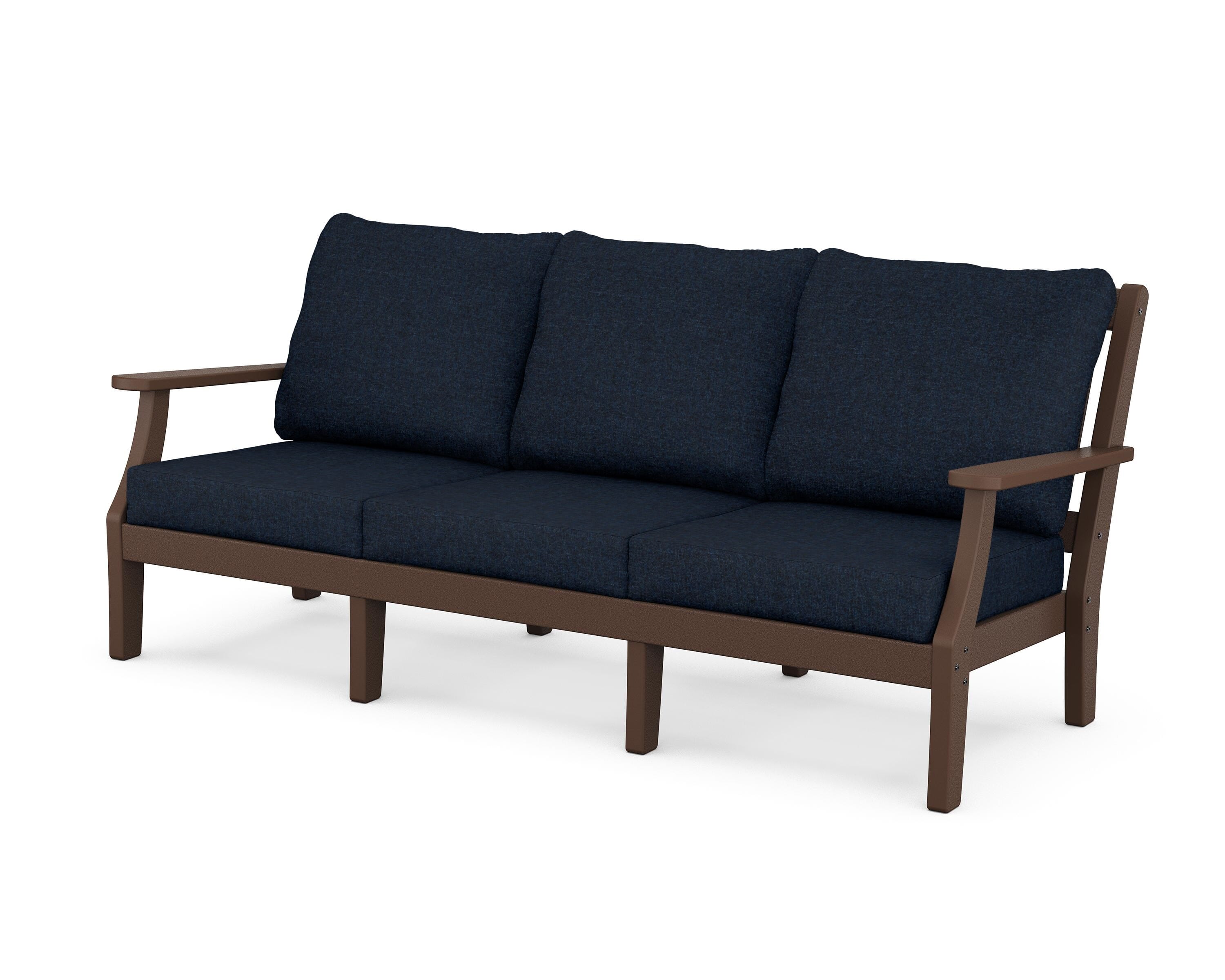 Martha Stewart by POLYWOOD® Chinoiserie Deep Seating Sofa in Mahogany / Marine Indigo
