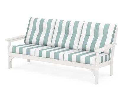 POLYWOOD® Vineyard Deep Seating Sofa in Vintage White / Cabana Stripe Glacier Spa